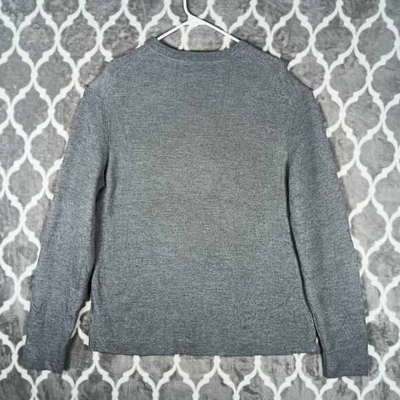 Banana Republic Sweater Mens XLT Gray Italian Merino Wool Henley Long Sleeve - Picture 3 of 8
